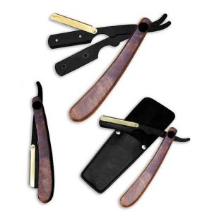 Classic Wooden Straight Razor – Gold & Black Edition