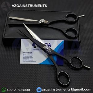 Professional Black Matte Barber Scissor Set (Cutting & Thinning Pair)