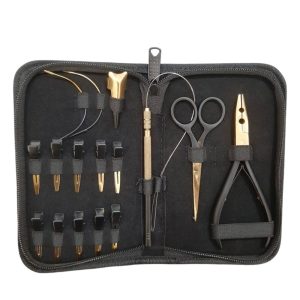 Hair Extension Micro Ring Tool Kit Gold Black Styling Pliers Set for Tape & Micro Links