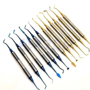 Professional Dental Composite Filling Instruments Set Gold Blue Titanium Coated Restorative Tools Kit