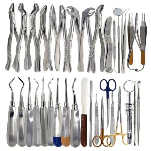 German 86 PCS Oral Dental Surgery Extraction Instrument Kit Elevators Forceps Scalers Mirrors Surgical Tools Set